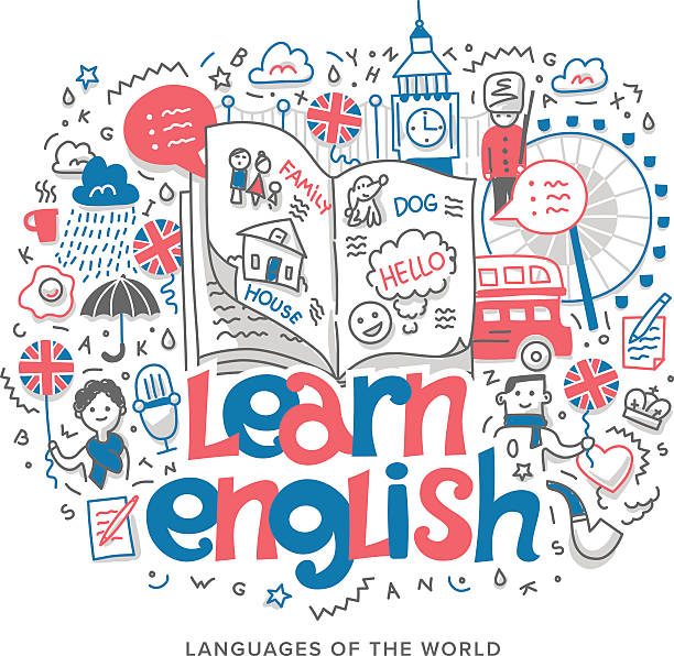 Learn English Concept Illustration Doodle vector concept illustration of learning English language, getting education in England english culture stock illustrations