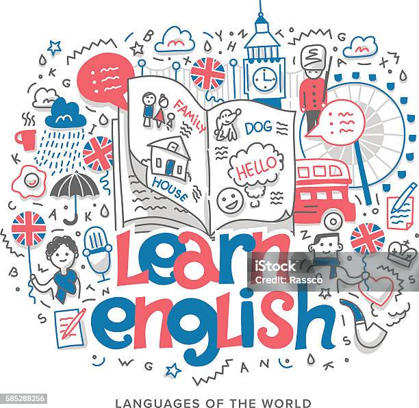 Learn English Concept Illustration Stock Illustration - Download Image Now - England, English Culture, Learning
