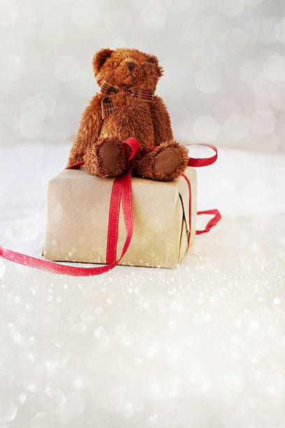 istock Christmas card with toy bear 585288886