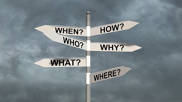 istock question road sign - questions and researching concept 585289324