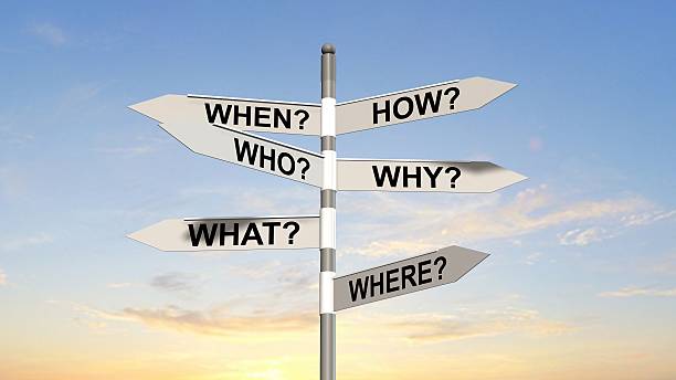 istock question road sign - questions and researching concept 585289398