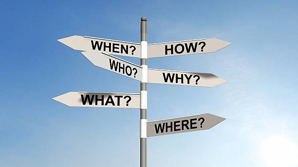 istock question road sign - questions and researching concept 585289460