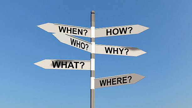 istock question road sign - questions and researching concept 585289528