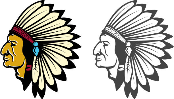 Indian Head Concept. Indian Head Concept. Design element for label, emblem, sign, brand mark, poster, t-shirt print. Vector illustration. drawing of a native american warrior tattoos stock illustrations