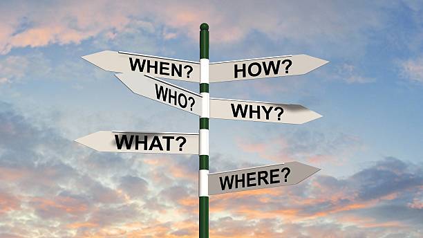 istock question road sign - questions and researching concept 585289756