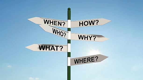istock question road sign - questions and researching concept 585290116