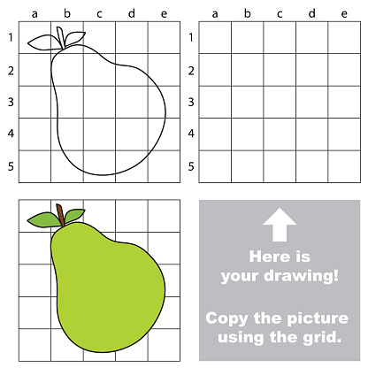 Pear Using A Computer Copy The Image Using Grid Pear Stock Illustration - Download Image Now ...