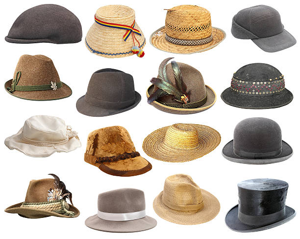 istock large collection of hats over white 585290788