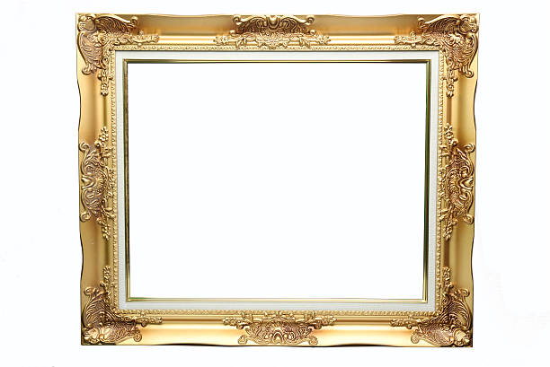 istock The antique gold frame on the white background 585292348