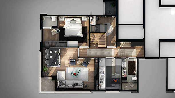 istock 3d render of floor plan about residental building 585292430