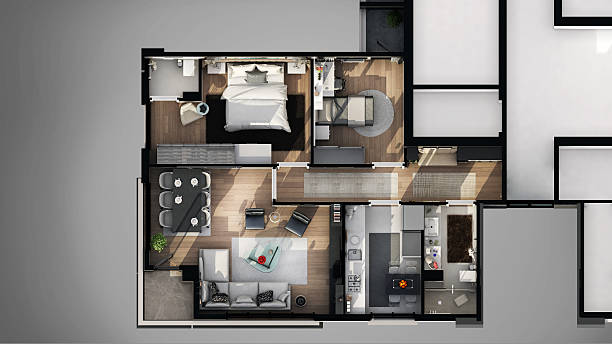 istock 3d render of floor plan about residental building 585292946
