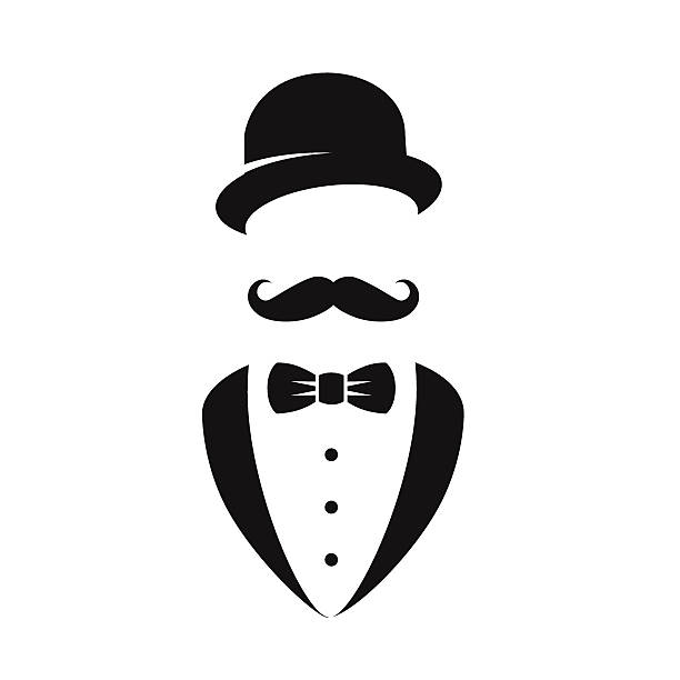 Gentleman icon set. Vector illustration: symbol of stylish gentleman. black and white eyeglasses clip art stock illustrations