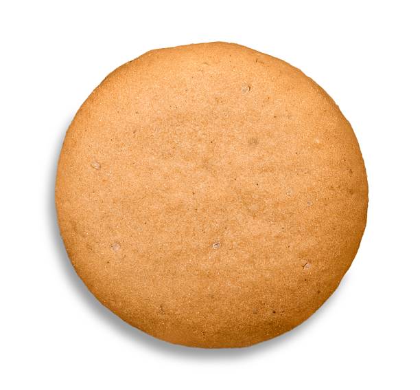 Biscuit Round gingerbread cookie on white background cake texture stock pictures, royalty-free photos & images