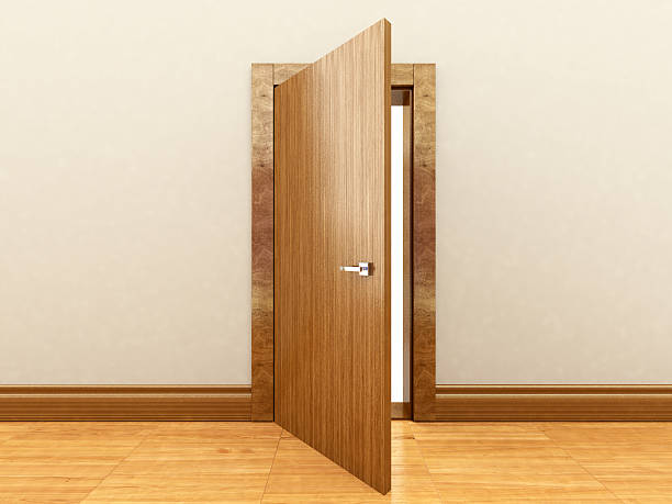 istock 3d rendering of a wooden door 585295196