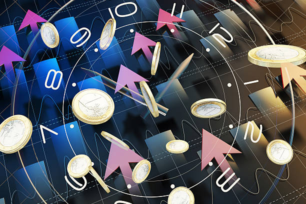 istock Economic arrow and coins 585296238