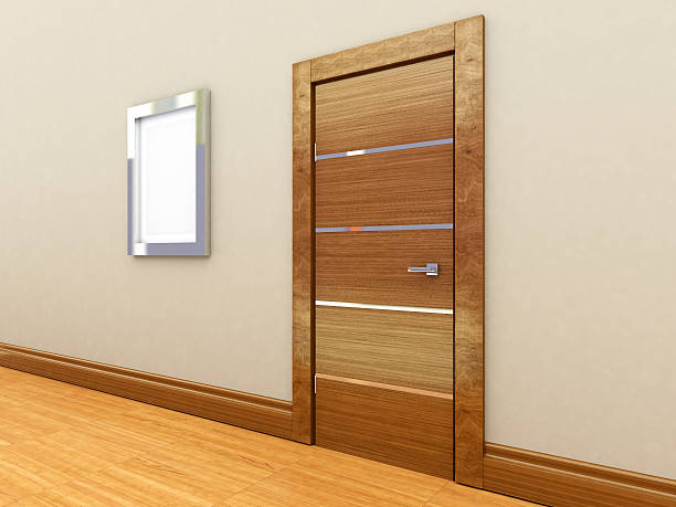 istock 3d rendering of a wooden door 585296456