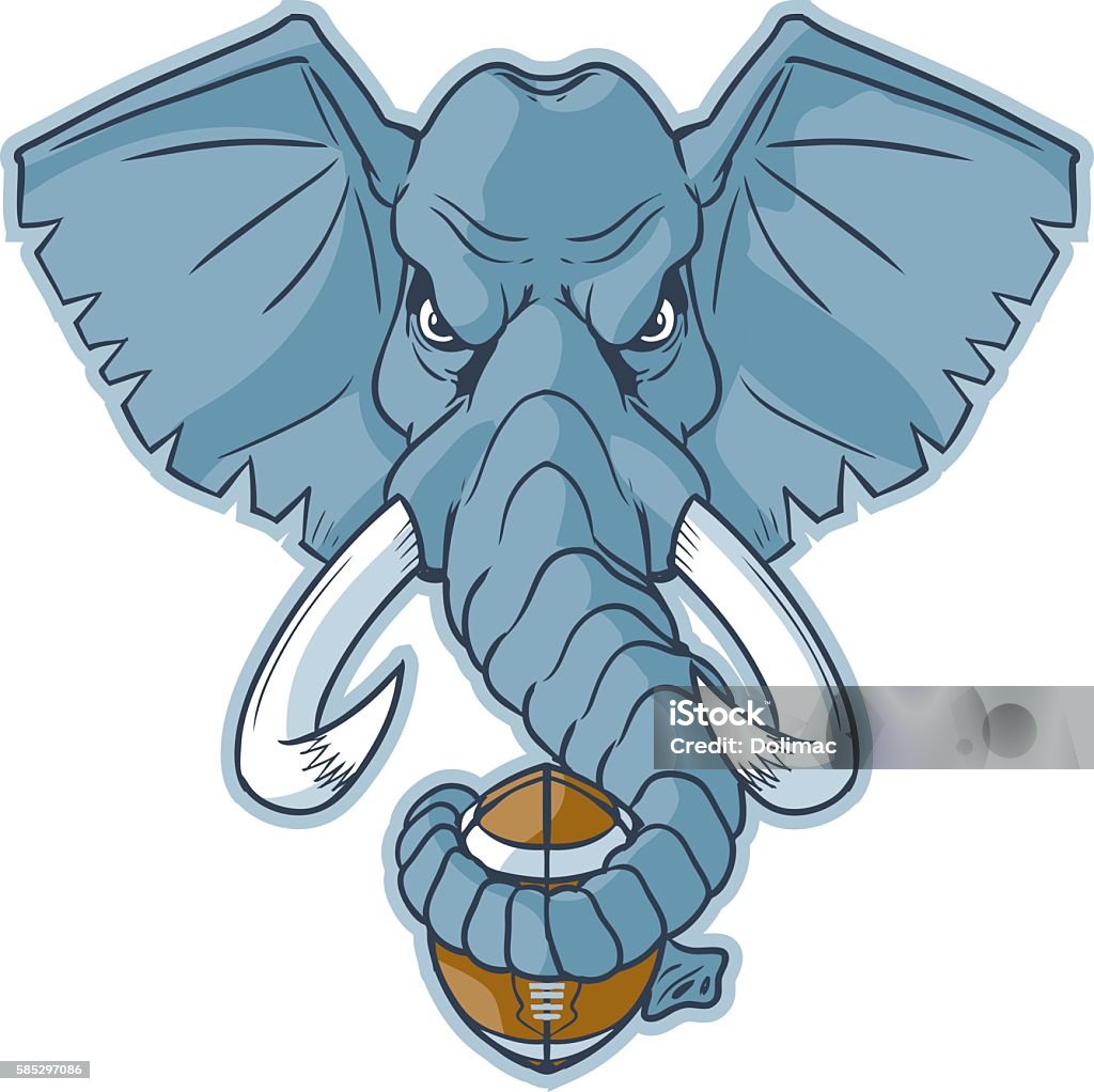 Elephant Mascot Head Holding Football Vector Cartoon Clip Art Vector cartoon clip art illustration of an elephant mascot head holding a football wrapped in its trunk. Africa stock vector