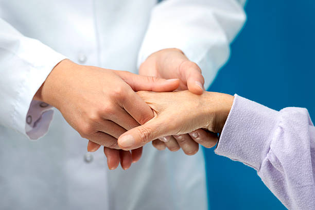 Women hand helping senior
