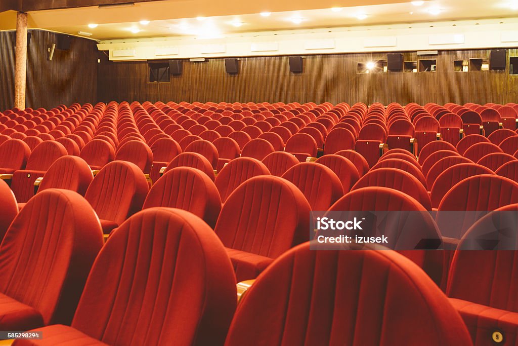 Theater seats Theater or movie seats, nobody. Conference - Event Stock Photo