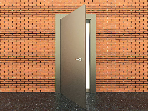 istock 3d rendering of a metal door 585298760