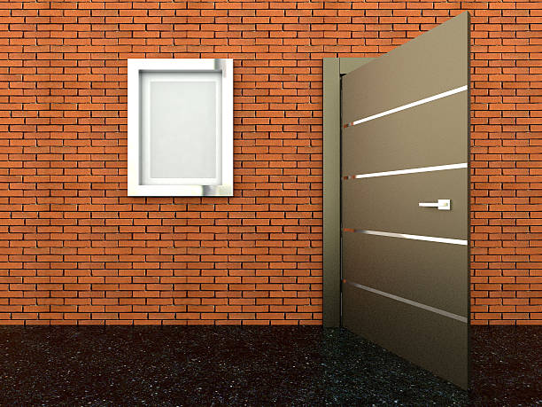 istock 3d rendering of a metal door 585299650