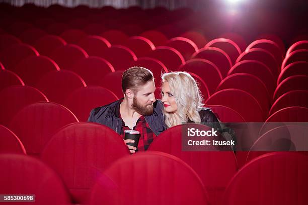Young Couple In The Cinema Stock Photo - Download Image Now - Adult, Adults Only, Arts Culture and Entertainment
