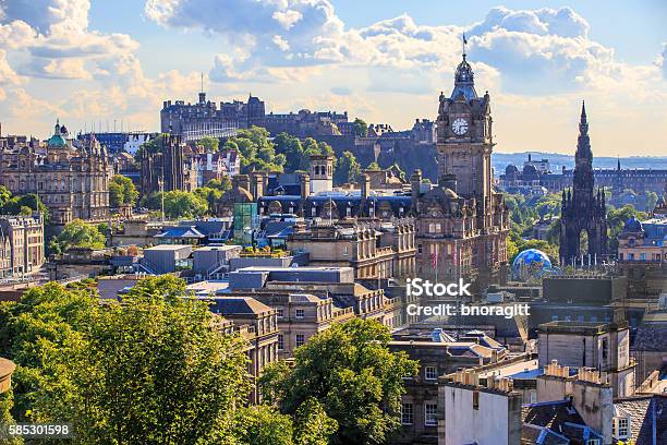 Mountain View Point Over Edinburgh City Stock Photo - Download Image Now - Edinburgh - Scotland, Scotland, City