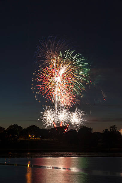istock Fireworks behind lake East Providence. 585302144