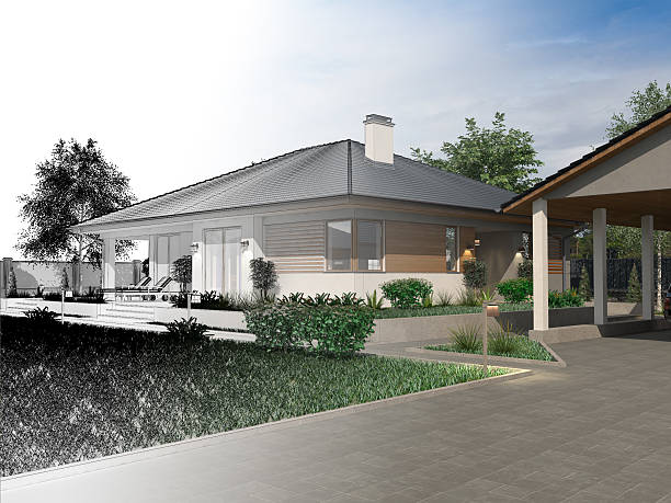 istock Project of a luxury villa under construction 585302464