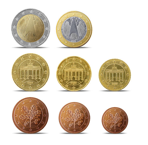 All the German euro coins isolated on white