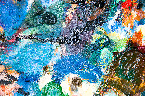 istock Oil paints multicolored closeup abstract background 585308084