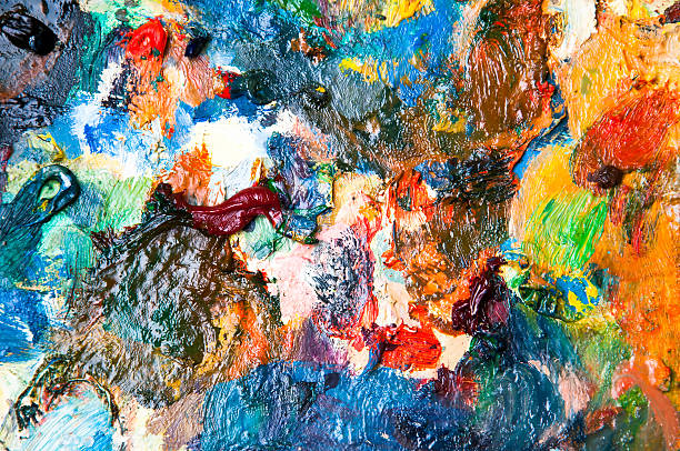 istock Oil paints multicolored closeup abstract background 585308304