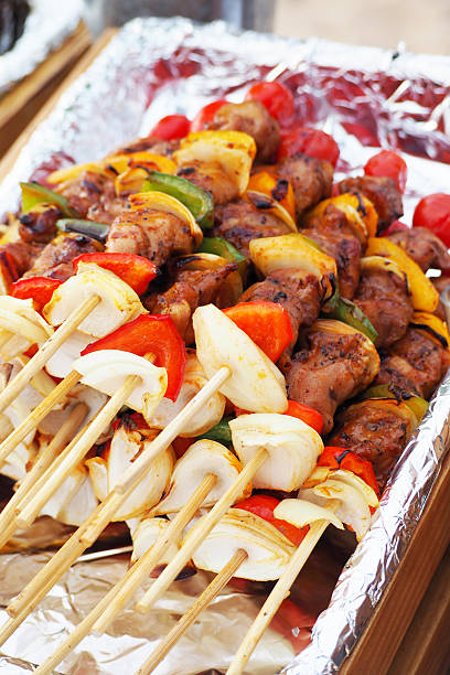 istock grilled barbecue made from pork abd vegetable for dining 585308950