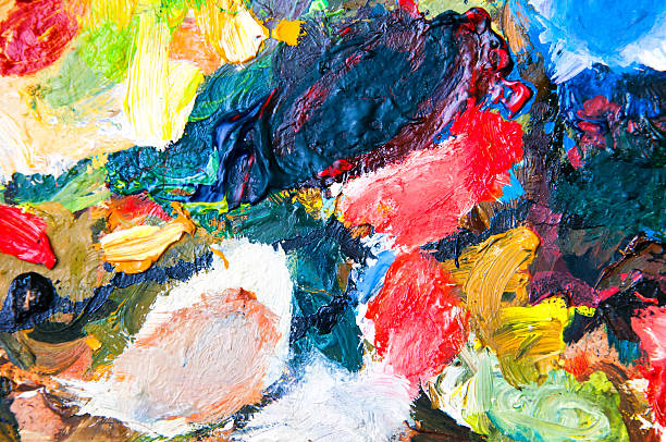 istock Oil paints multicolored closeup abstract background 585309276