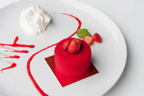 istock sweet strawberry cake on plate 585309870