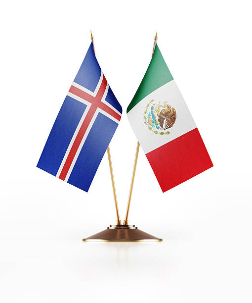 istock Miniature Flag of Iceland and Mexico 585310814