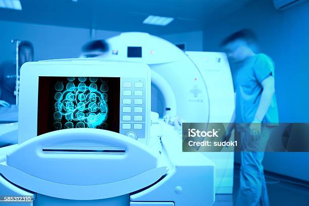 Mri Scan Of Patients Brain Stock Photo - Download Image Now - Medical X-ray, Hospital, X-ray Image