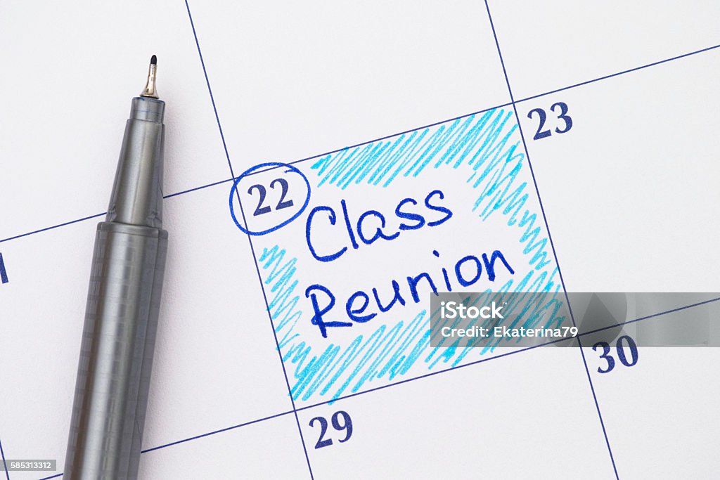 Reminder Class Reunion In Calendar With Pen Stock Photo - Download Image  Now - School Reunion, Reunion - Social Gathering, Classroom - iStock