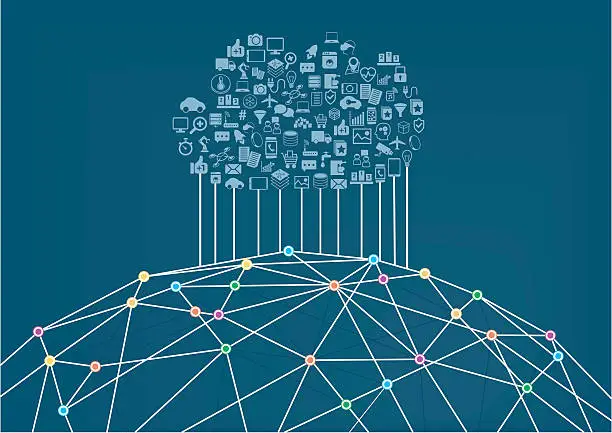 Vector illustration of Cloud computing connected to the world wide web