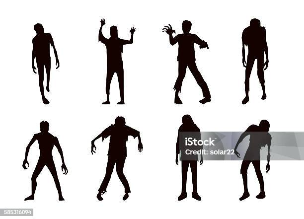 Vector Zombie Collection In Silhouette Style Stock Illustration - Download Image Now - Zombie, In Silhouette, Monster - Fictional Character