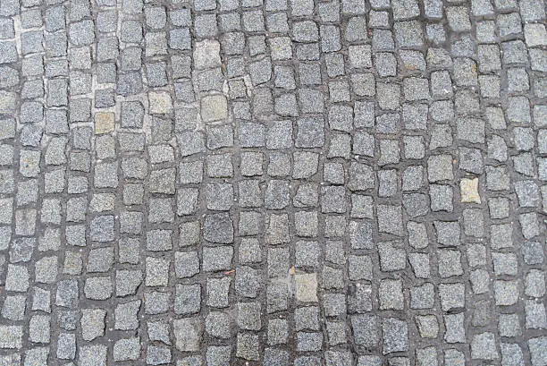 Road made of cobblestones.