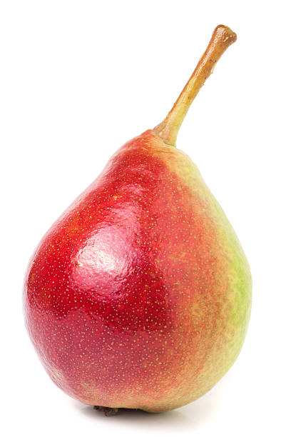 istock one red-yellow pear isolated on white background 585319242
