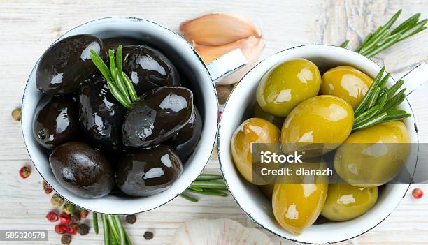 Green And Black Olives Stock Photo - Download Image Now - Black Olive, Olive - Fruit, Black Color