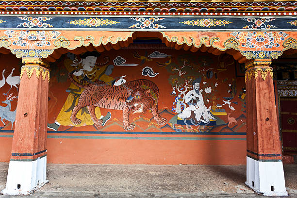 istock Decorated hallway inside the Rinpun Dzong in Paro, Bhutan 585322914