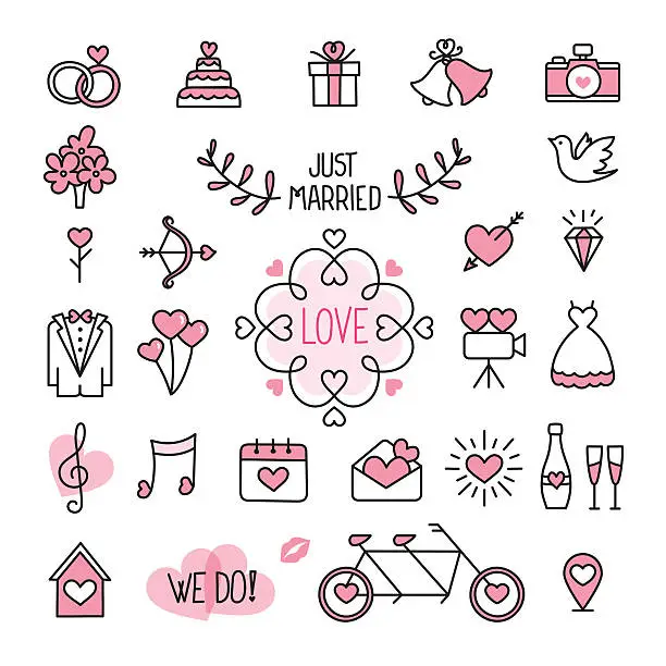 Vector illustration of Wedding icons