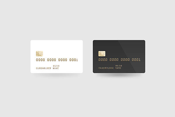 Blank white credit card mockup isolated, clipping path, front back