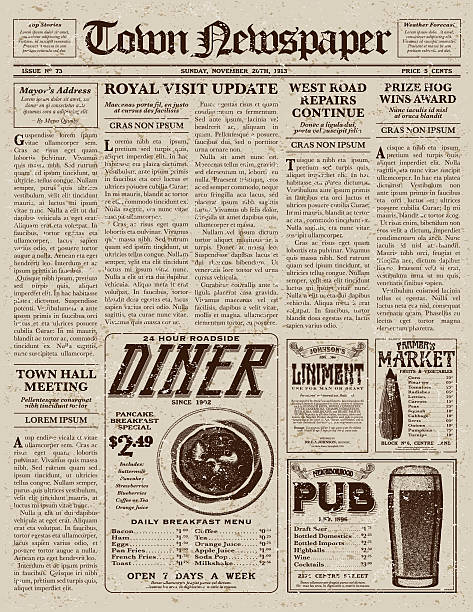 Vintage Victorian Style Newspaper Design Template - Arte vetorial