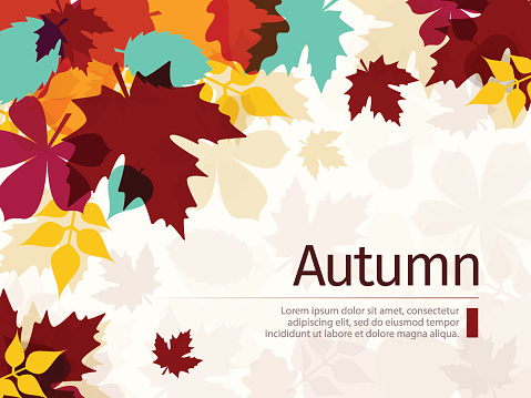 Autumn background with leaves. Flat Design Style. 