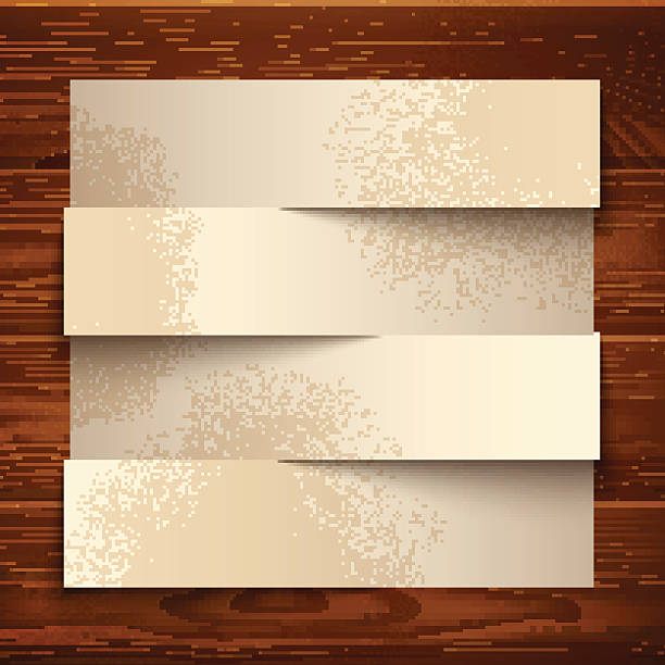 Vintage paper banners with realistic shadows on wooden texture background. RGB EPS 10 vector illustration