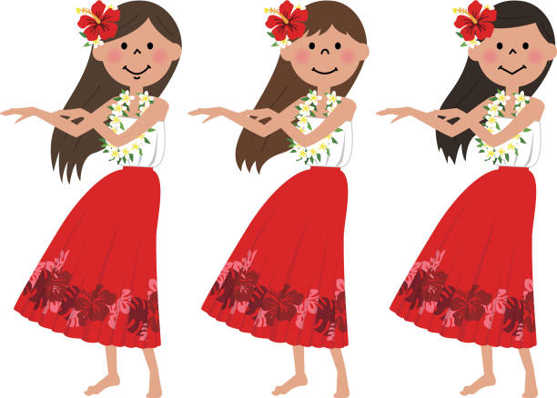 Hula An illustration of the ladies who dance the hula. hula dancer stock illustrations